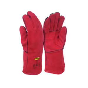 GUANTE DESCARNE SOLDADOR ROJO FORRADO COSTURA KEVLAR PROTEGIDA 35CM DUTY