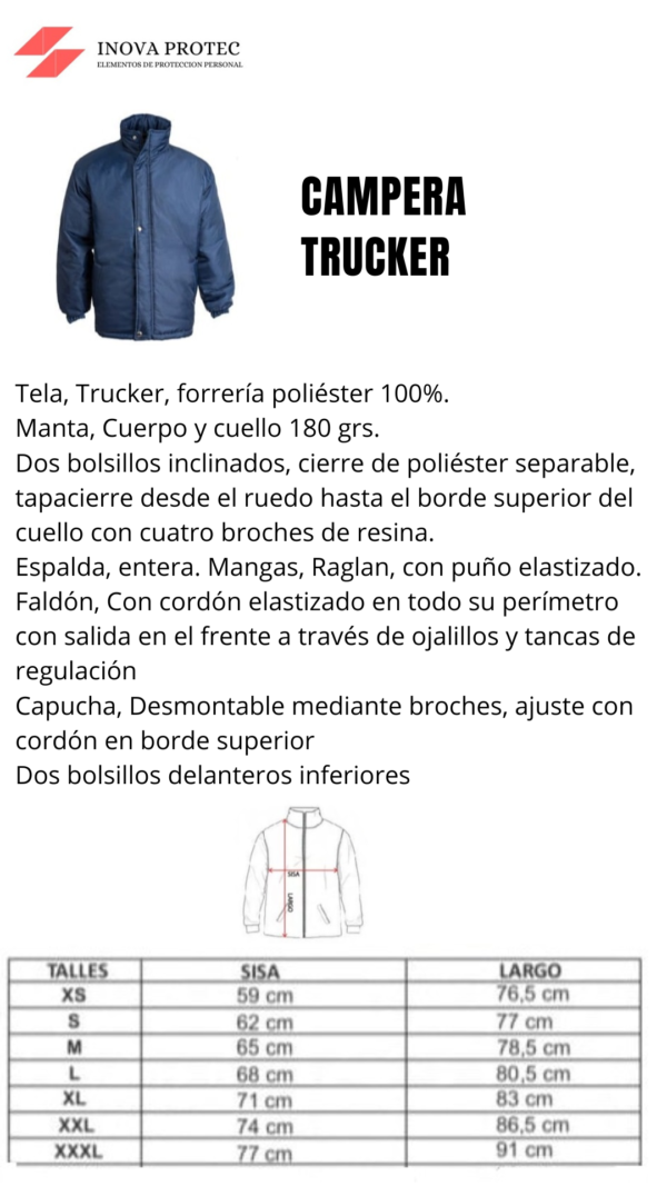 CAMPERA TRUCKER IMPERMEABLE C/CAPUCHA - Imagen 3